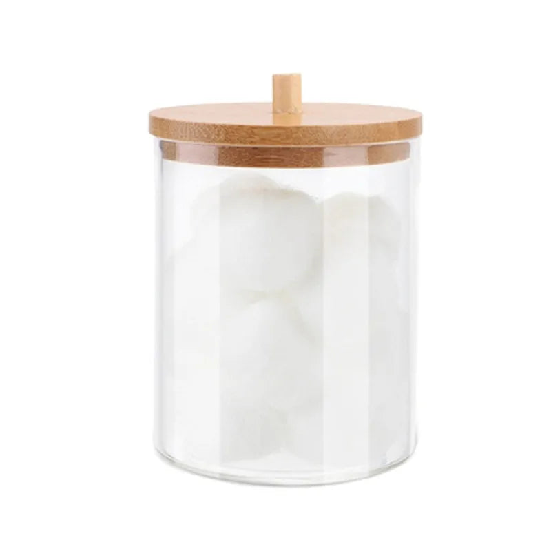 Bathroom Organizer Accessories Set Makeup Holder Storage with Clear Plastic Lids, Cotton Ball/Swabs Dispenser, Organizer Jar