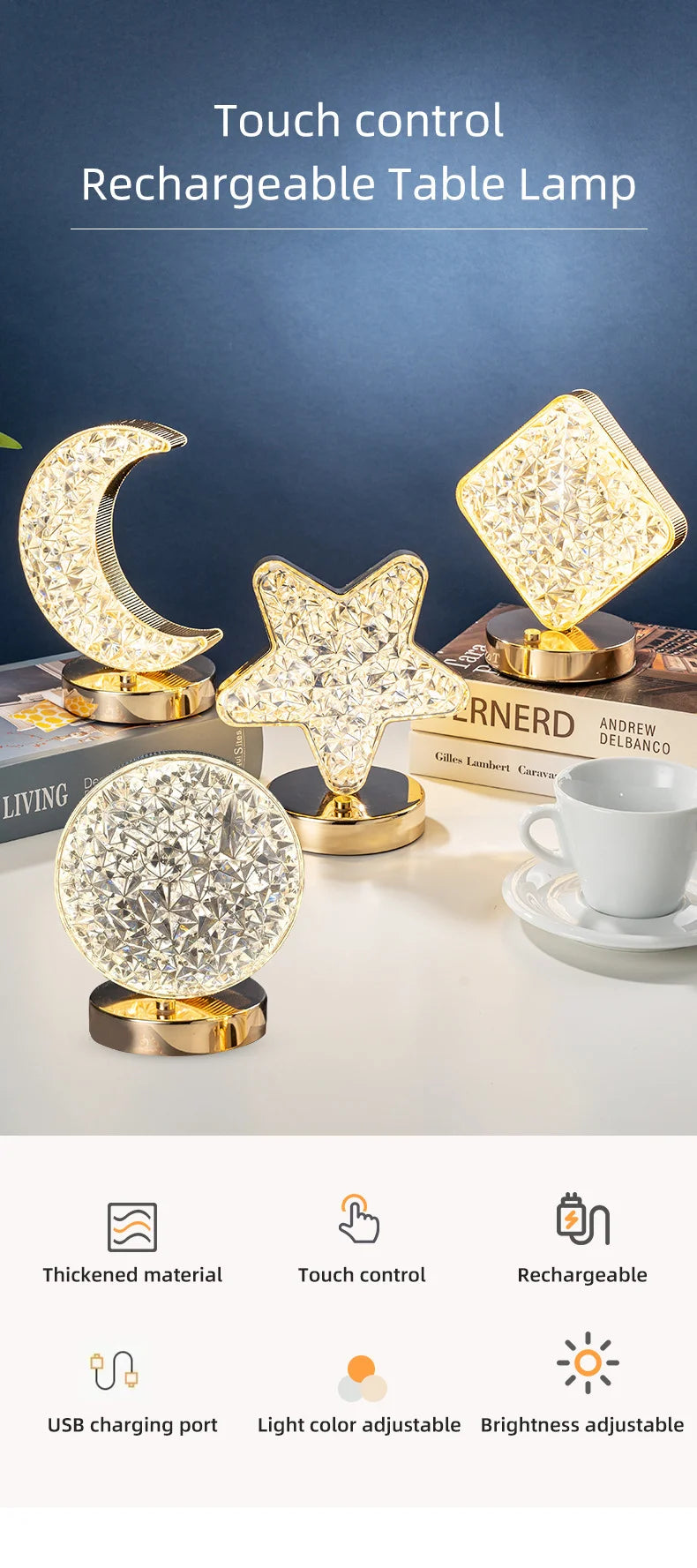 Bedroom Bedside Lamp with A Luxurious and High-end Feel, Internet Famous Decorative Atmosphere Lamp, Simple Charging Night Light